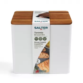 Salter BW128991W portapane Toronto, bianco/legno