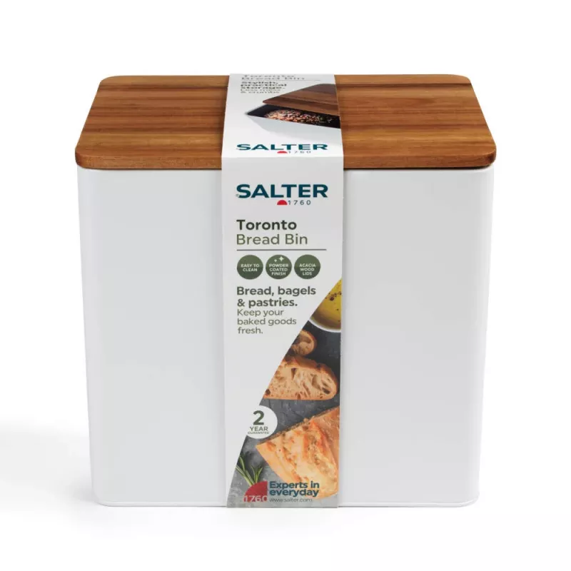 Salter BW128991W portapane Toronto, bianco/legno