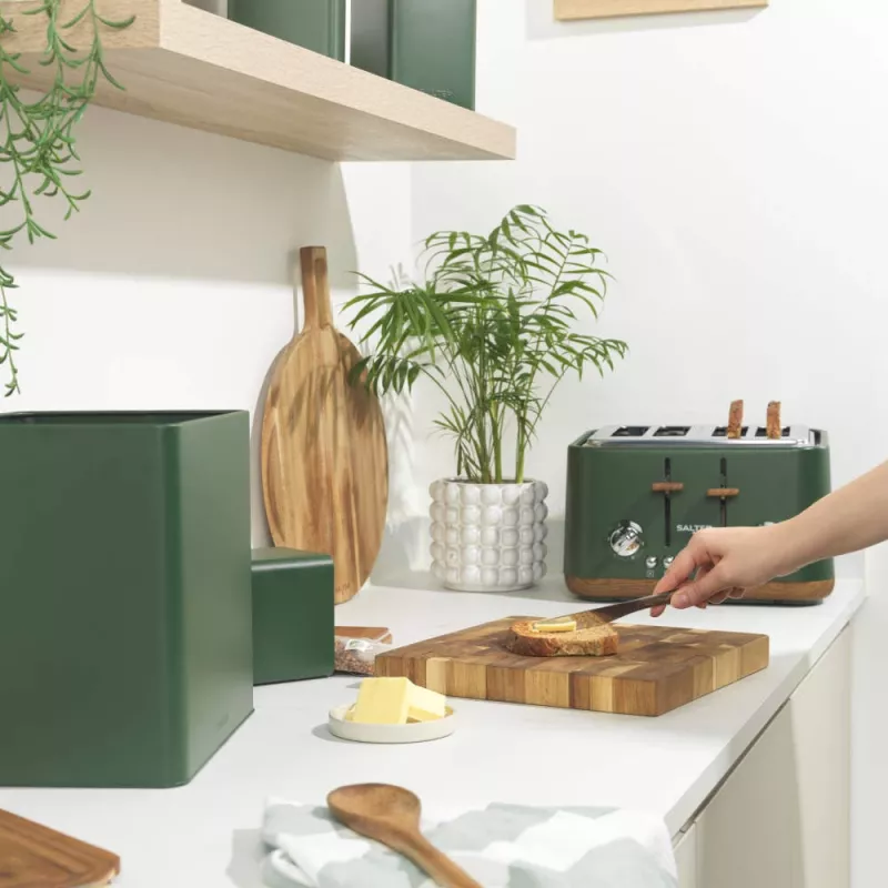 Salter BW12899G Toronto portapane, verde/legno