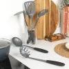 Salter BW13601DU set di utensili da cucina Excellence da 5 pezzi con supporto girevole, nero e argento
