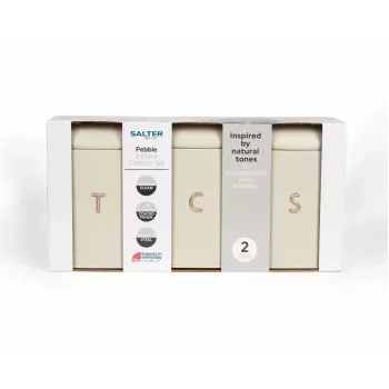 Salter BW13729OEU7 Pebble set di contenitori per alimenti Stone da 3 pezzi, beige