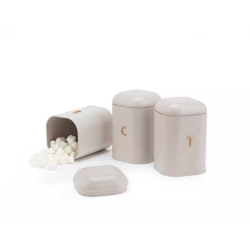 Salter BW13729OEU7 Pebble set di contenitori per alimenti Stone da 3 pezzi, beige