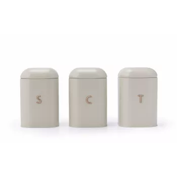 Salter BW13729OEU7 Pebble set di contenitori per alimenti Stone da 3 pezzi, beige