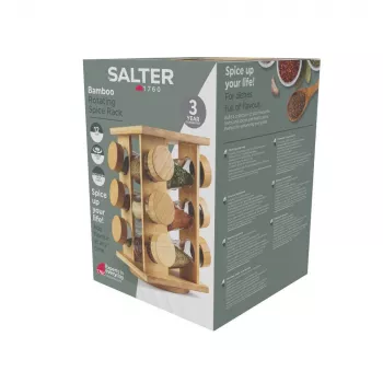 Portaspezie rotante in bambo Salter BW14238 con 16 contenitori in vetro
