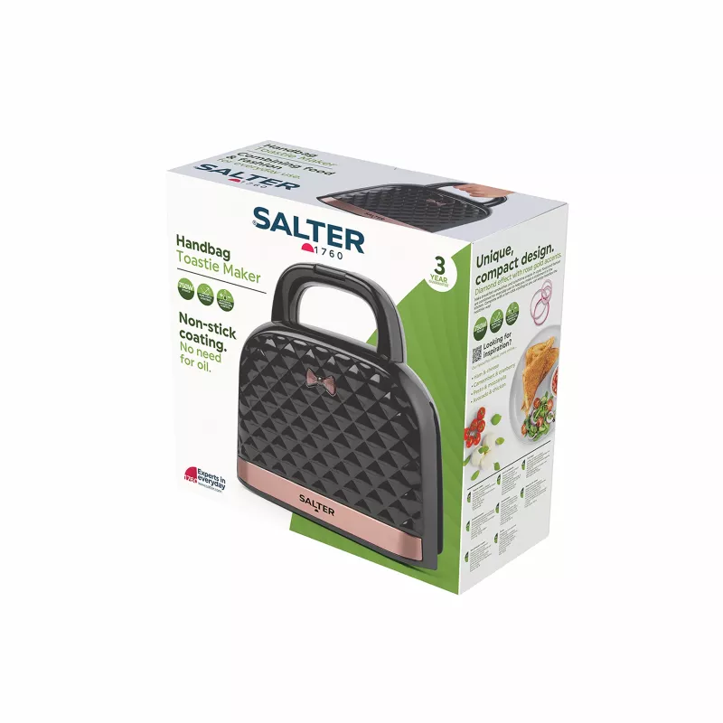 Salter EK3677FVDE tostiera a forma di borsetta - 750W, 2 fette, nero/argento