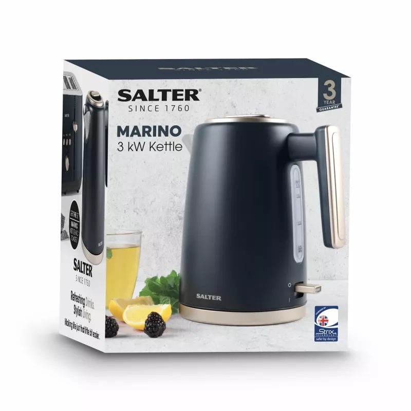 Salter EK5561BGRYFVDE bollitore Rapid Boil Marino - 1,7 l, 3000 W, acciaio inox, grigio