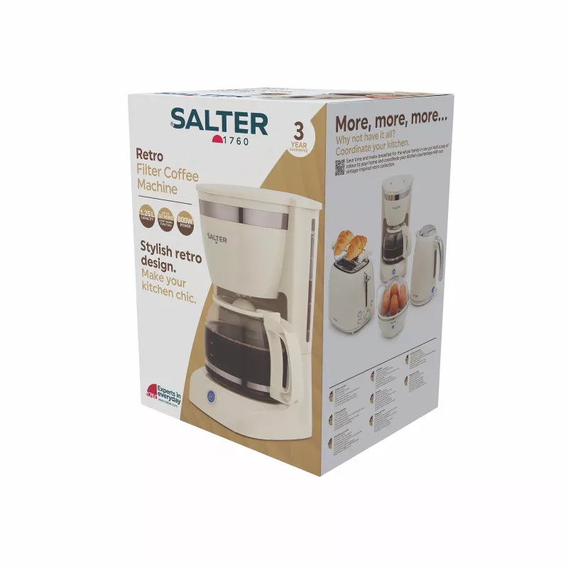 Salter EK6695CRMVDE caffettiera a filtro retrò 1,25 l 900 W crema
