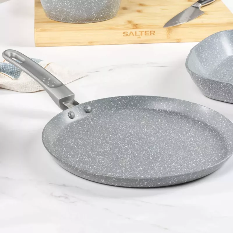 Salter Marblestone padella per pancake 25cm - antiaderente ultra, compatibile induzione, grigio