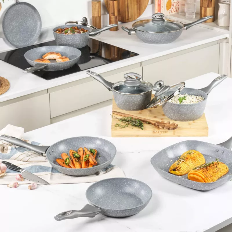 Salter Marblestone padella per pancake 25cm - antiaderente ultra, compatibile induzione, grigio