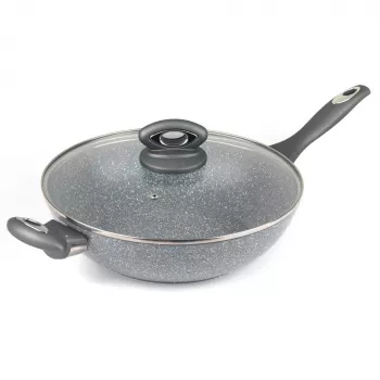 Salter Marblestone wok 28cm grigio - alluminio forgiato, antiaderente, adatta all'induzione