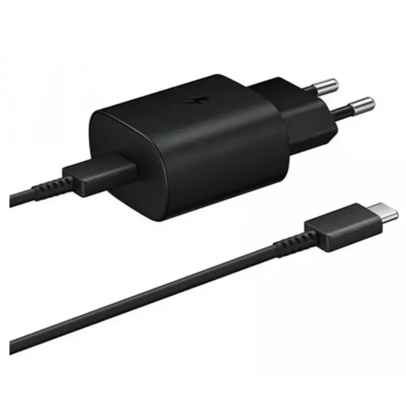 Samsung adattatore da viaggio con ricarica super rapida USB-C 25W con cavo USB-C a USB-C - nero