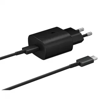 Samsung Set caricatore da parete USB-C Super Fast Charging 25W con cavo USB-C a USB-C (1m) - nero