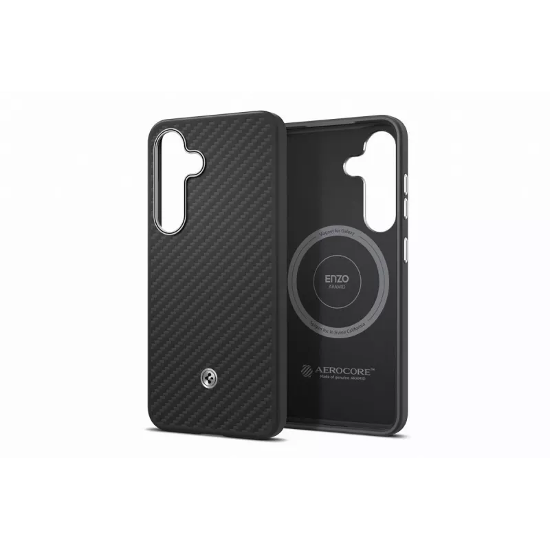 Samsung GP-FPS931PGABW Enzo custodia Aramid per Samsung Galaxy S25, nero argento