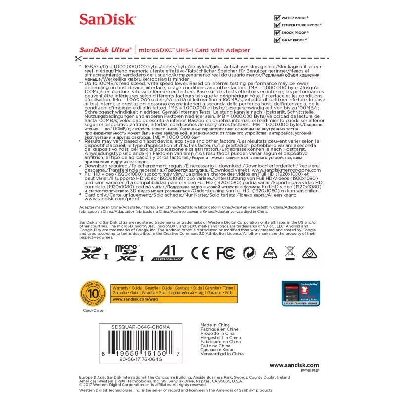 SanDisk Ultra 64GB scheda di memoria microSDXC con adattatore SD