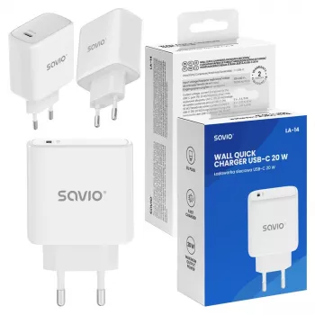 SAVIO LA-14 Caricabatterie da parete 20W con Power Delivery 3.0