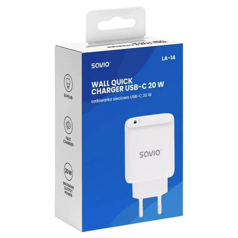 SAVIO LA-14 Caricabatterie da parete 20W con Power Delivery 3.0