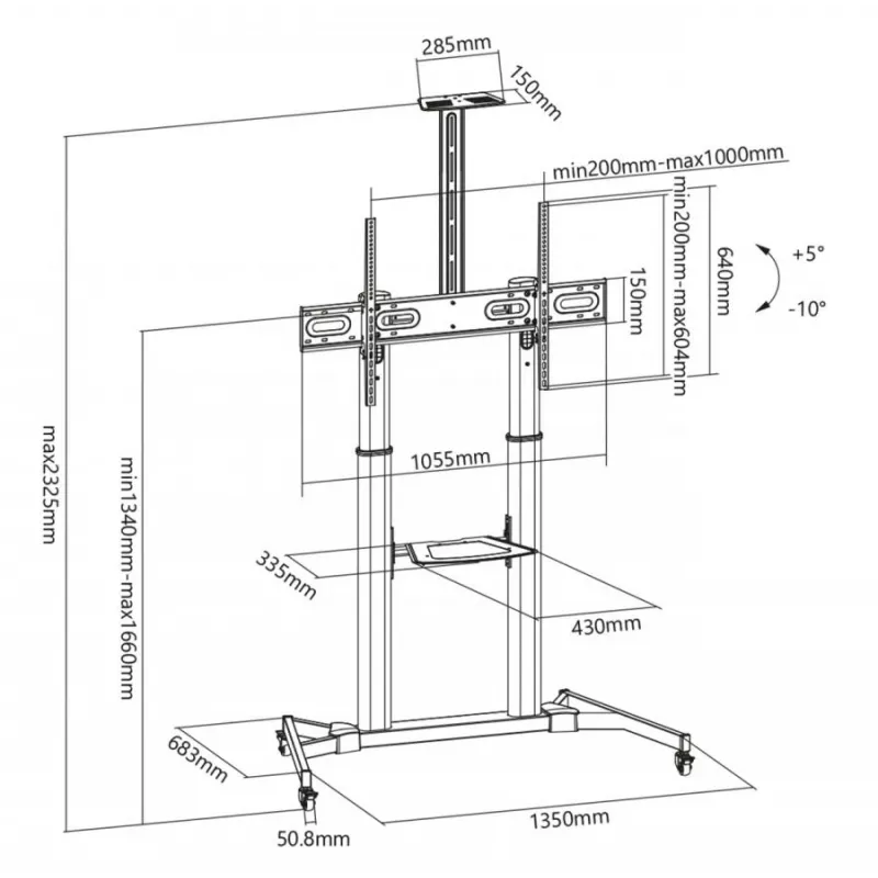SBOX FS-3610 supporto da terra per TV LED ultra-grandi 60-100 100kg