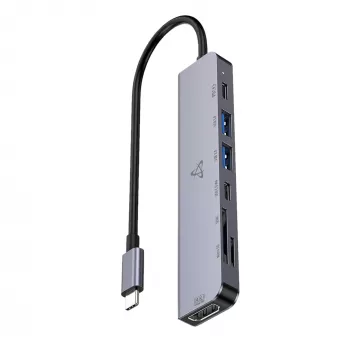 SBOX H-999 Hub USB-C 7-in-1 Space Gray