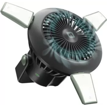 SBS Ventilatore portatile con powerbank 4000mAh, luce LED e ricarica solare