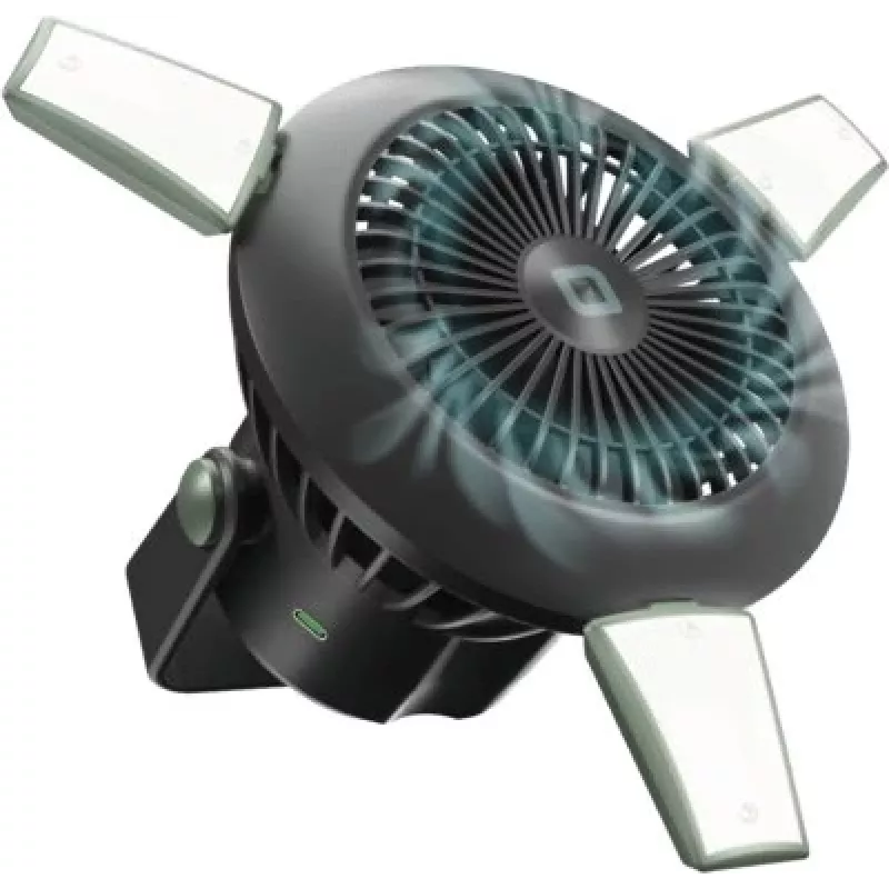 SBS Ventilatore portatile con powerbank 4000mAh, luce LED e ricarica solare