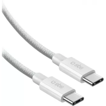 SBS cavo USB-C a USB-C in nylon intrecciato 2m 100W bianco