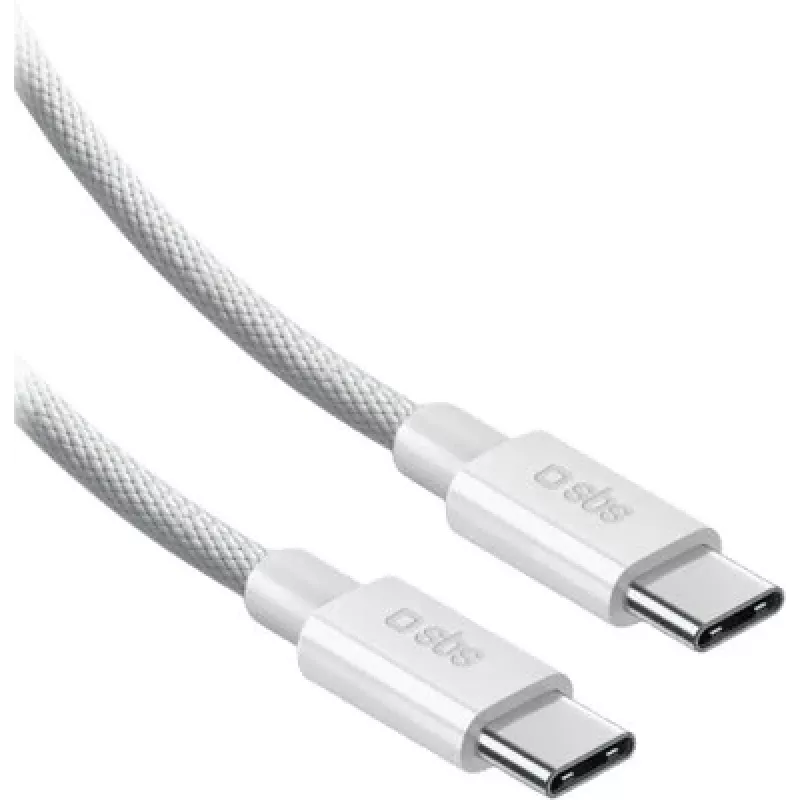 SBS cavo USB-C a USB-C in nylon intrecciato 2m 100W bianco