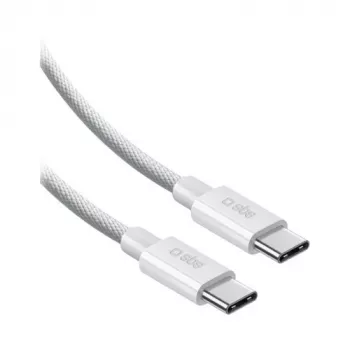 SBS cavo USB-C a USB-C in nylon intrecciato 2m 100W bianco