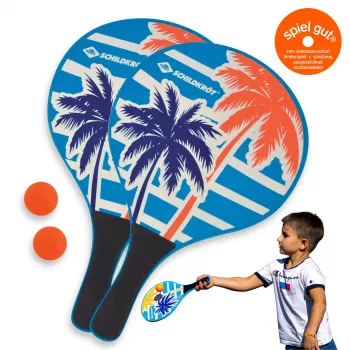 SCHILDKRÖT set Beach-Paddle-Ball, 4 pezzi, 2 racchette in legno verniciato, 2 palline in gomma, 378 mm 970157