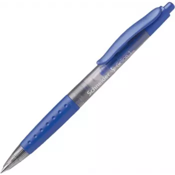Schneider Gelion 1 penna a sfera a scatto - inchiostro blu, medio 1,0 mm, corpo blu trasparente, impugnatura ambidestra 101003