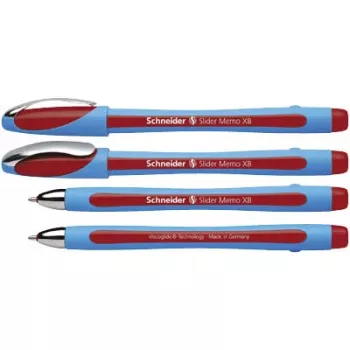 Schneider Slider Memo XB Penna a sfera, rosso/blu, extra large 1,4 mm, gommata, punta in acciaio inox, confezione da 10 150202