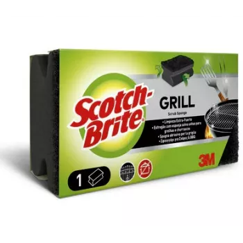 Scotch-Brite BBQ Grillreiniger pad abrasivo nero extra forte con striscia di presa salva-unghie, 1 pezzo (GNS1N)
