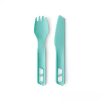 Sea To Summit Passage set posate blu - set da campeggio 3 pezzi (forchetta, cucchiaio, coltello) - nylon rinforzato con fibra di vetro - senza BPA - lavabile in lavastoviglie - design impilabile con mini moschettone