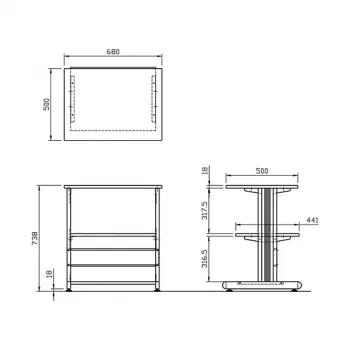 SECOMP Roline carrello portastampante con ruote, grigio/bianco/grigio chiaro, 2 ripiani, 500x400x600 mm 17.01.1089