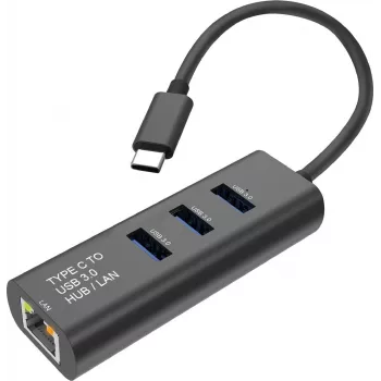 SECOMP STANDARD convertitore USB-C a Gigabit Ethernet + hub USB 3.0 a 3 porte (S1431)