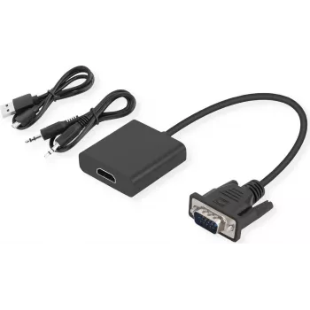 SECOMP STANDARD Cavo adattatore VGA + audio a HDMI, 0,23 m, nero S3211