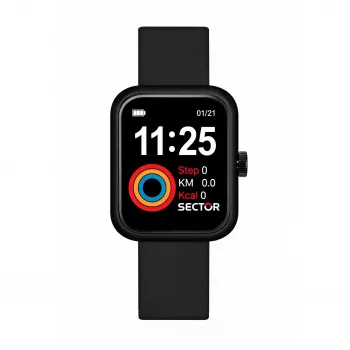 SECTOR Expander 90 Orologio unisex al quarzo 39 mm acciaio inox quadrante nero cinturino in silicone R3251282001