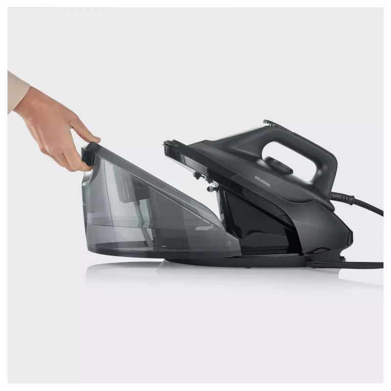 Severin BA 3192 stazione stirante a vapore, 2400W, piastra in ceramica, 160 g/min di vapore, 450 g/min colpo di vapore, nero opaco