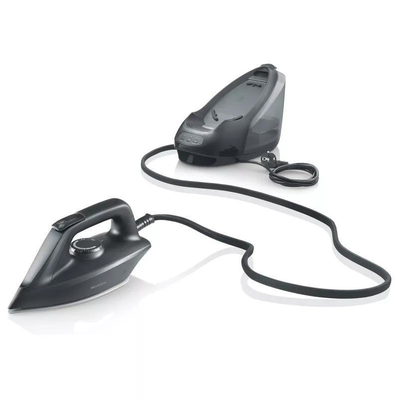 Severin BA 3192 stazione stirante a vapore, 2400W, piastra in ceramica, 160 g/min di vapore, 450 g/min colpo di vapore, nero opaco