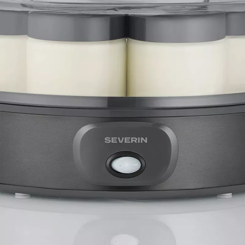 Severin JG 3510 Yogurtiera, 7 vasetti da 150 ml, Dark Inox/Nero