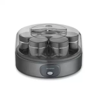 Severin JG 3510 yogurtiera, 7 vasetti x 150 ml, Dark Inox/nero