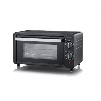 Severin TO 2062 mini forno, 9 L, 800 W, con girarrosto, acciaio spazzolato/nero