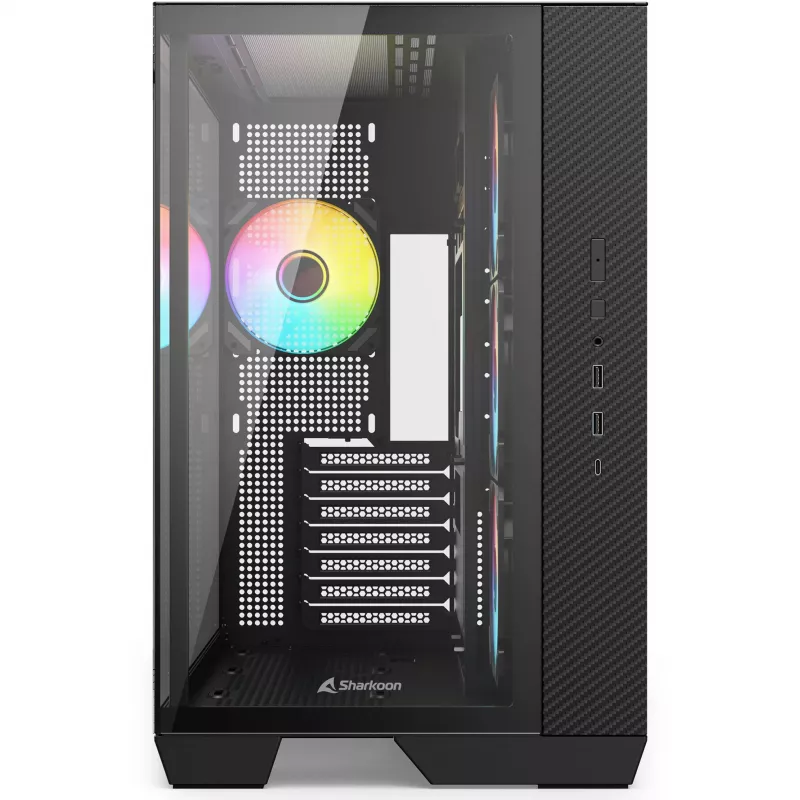 Sharkoon Steel Shark Black Case Mid-Tower in vetro temperato x2
