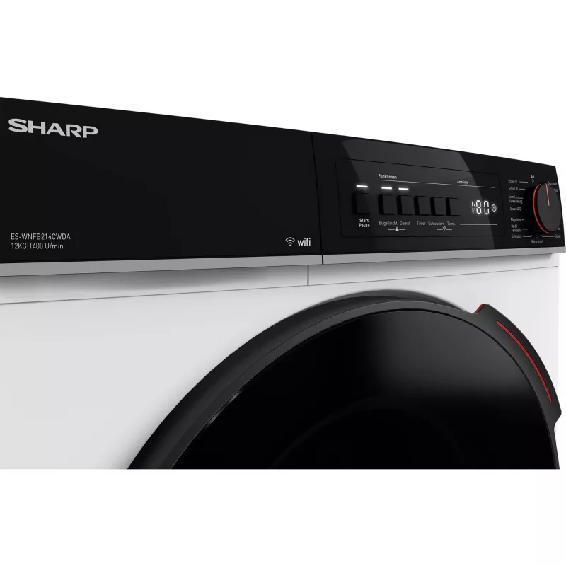 SHARP ES-WNFB214CWDA-DE Lavatrice a carica frontale, 10 kg, 1400 giri/min, bianca, Wi-Fi, motore Advanced Inverter