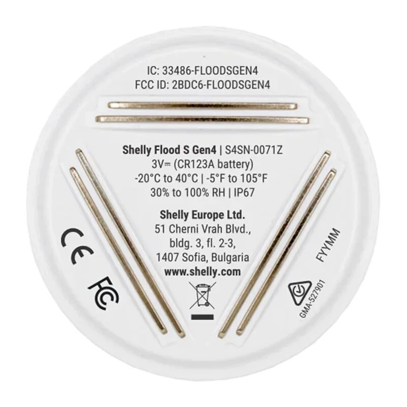 Rilevatore di perdite d'acqua Shelly Flood S Gen4 – Wi-Fi, Matter, Zigbee, Bluetooth, plug & play