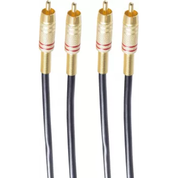 SHIVERPEAKS BASIC-S Cavo audio stereo 2x RCA maschio a 2x RCA maschio, 0,5 m, placcato oro, nero BS40221
