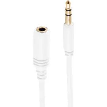 SHIVERPEAKS BASIC-S Super Slim cavo di prolunga audio stereo 3,5 mm, connettore maschio su connettore femmina, placcato oro, bianco, 1,5 m (BS33982-W)