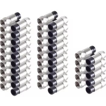 SHIVERPEAKS BS85029-A-SET25 Connettore a compressione tipo F per cavo coassiale 7 mm, confezione da 25, ottone nichelato, 75 Ohm, resistente alle intemperie, argento