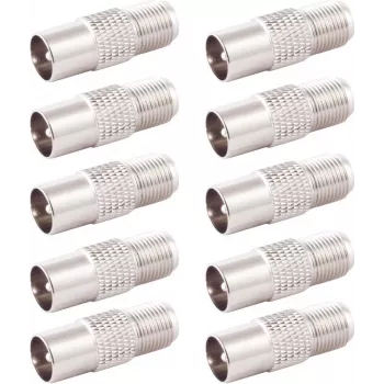 SHIVERPEAKS BS85322-SET10 set da 10 adattatori coassiali connettore maschio IEC a connettore femmina F, argento