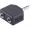 ShiverPeaks S/CONN maximum connectivity adattatore splitter jack stereo 3,5 mm, 1 connettore maschio su 2 connettori femmina, nichelato, nero (57080)