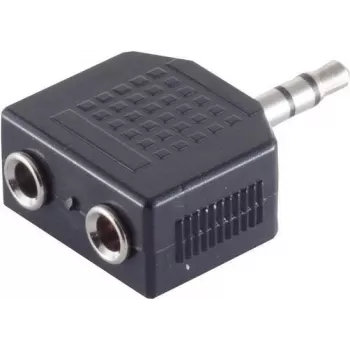 ShiverPeaks S/CONN maximum connectivity adattatore splitter jack stereo 3,5 mm, 1 connettore maschio su 2 connettori femmina, nichelato, nero (57080)